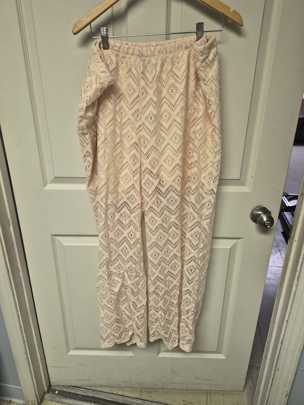 Discreet Cream Crochet Maxi Pants